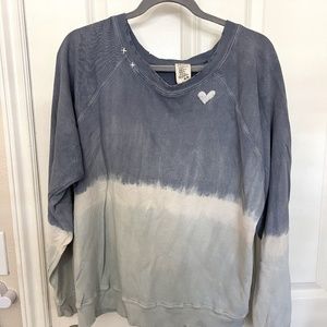 I Stole My Boyfriend's Shirt Blue Dip Dye Sweater Used Like New